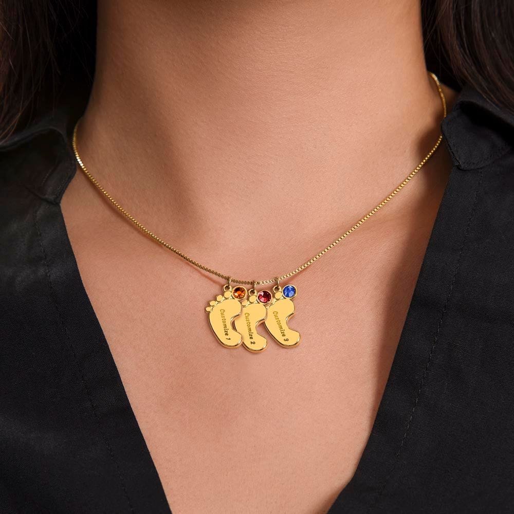 To My Most Amazing Mom. - Custom Baby Feet Necklace with Birthstone
