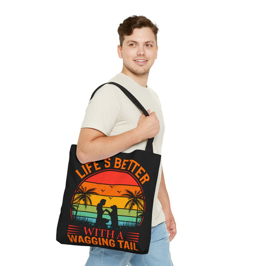 Life is Better with a Wagging Tail Tote Bag (AOP)