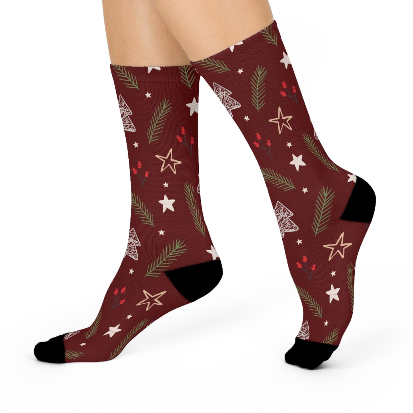 Cushioned Crew Socks Wine Red