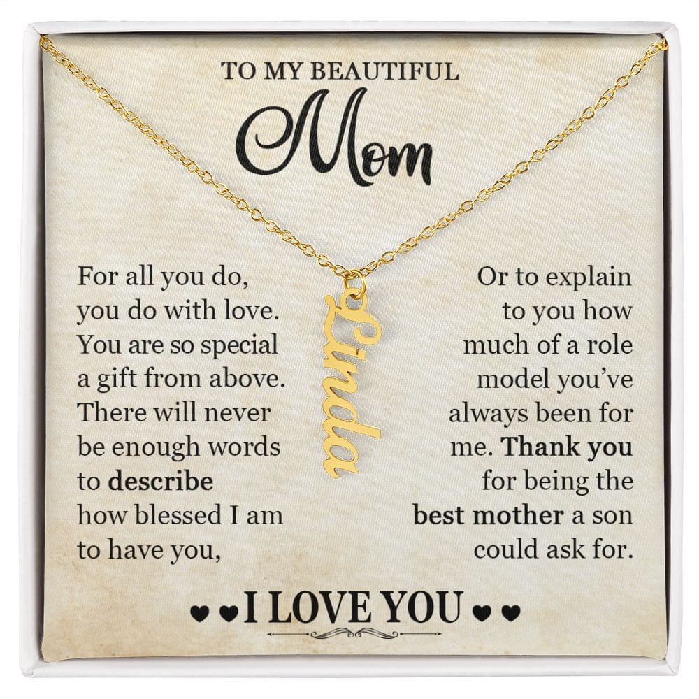 TO MY BEAUTIFUL MOM- Thank you for being the best mom.