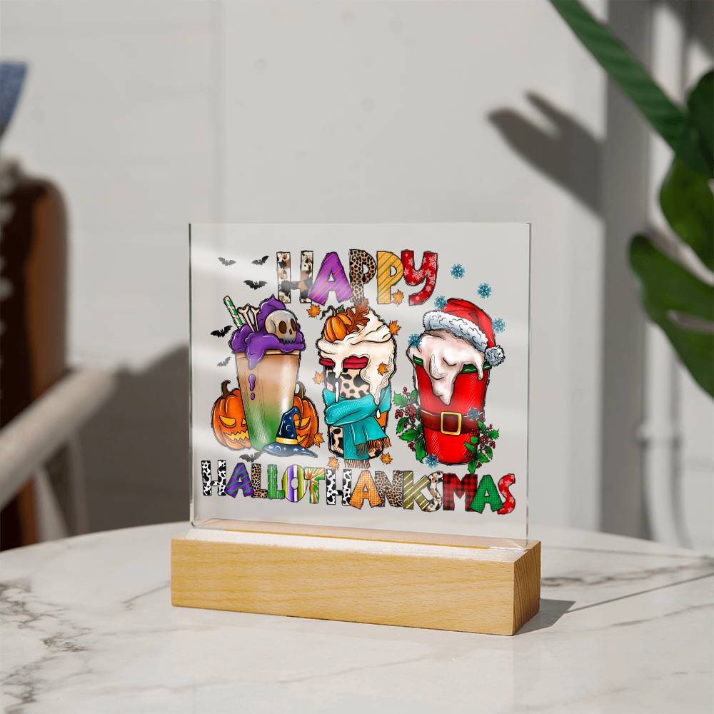 Happy Hallothankmas - Acrylic Plaque