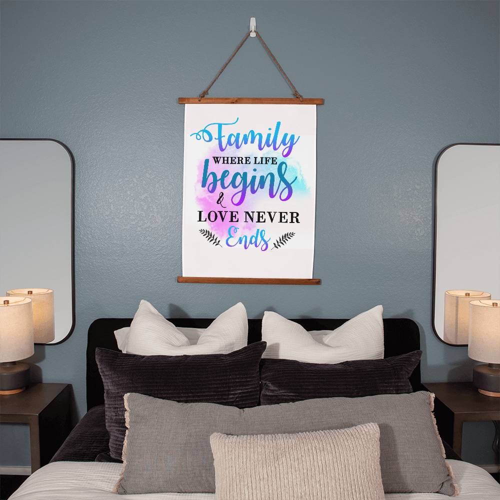 Family Where Life Begins - Framed Wall Tapestry