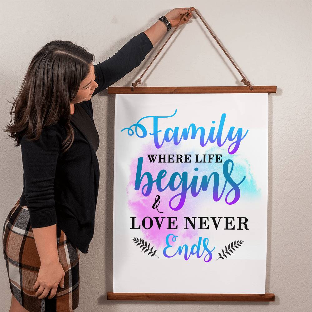 Family Where Life Begins - Framed Wall Tapestry