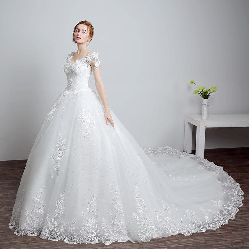 Bride wedding wedding Korean fashion Princess trailing wedding dress 2021 new lace strap wedding dress